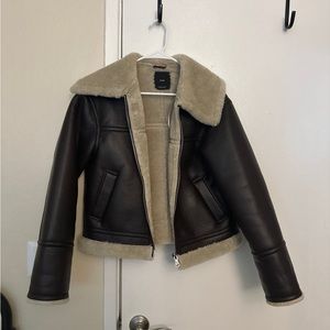 Leather shearling jacket